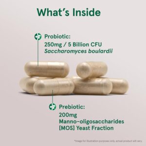 Jarrow Formulas, Vegan Saccharomyces Boulardii Probiyotik + Prebiyotik MOS, 5 Billion CFU, 90 Veggie Caps - Görsel 4