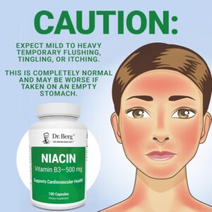 Dr. Berg Highly-Potent Niacin Flush Tolerance 500 mg Vitamin B3 for Heart Brain & Energy Support – 100 Caps - Görsel 2