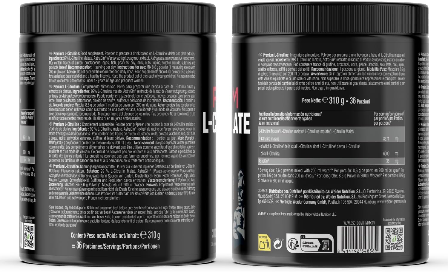 WEİDER Premium L-Citrulline (Sitrulin) Malate Preworkout – 310 gr - Görsel 2