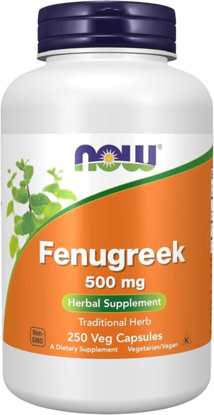 NOW Organic Fenugreek Çemen tozu ekstrat Trigonella foenum-graecum 500 mg 250 Veg Capsules