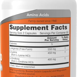 NOW Foods Tri-Amino with L-Arginine, L-Ornithine L-Lysine 120 Caps