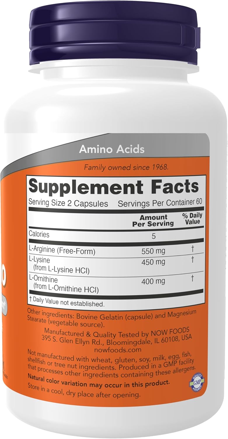 NOW Foods Tri-Amino with L-Arginine, L-Ornithine L-Lysine 120 Caps - Görsel 2