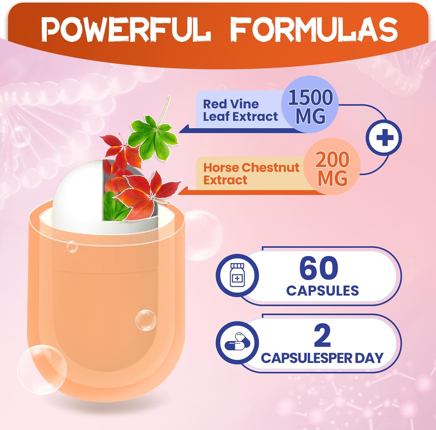 inGreens Red Vine Leaf Extract 1700mg & Horse Chestnut Extract Supports Vein Skin Health 60 Caps - Görsel 4