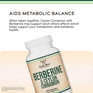 DOUBLE WOOD Berberine HCl with Ceylon Cinnamon AMPK Activator Blood sugar 120 Caps