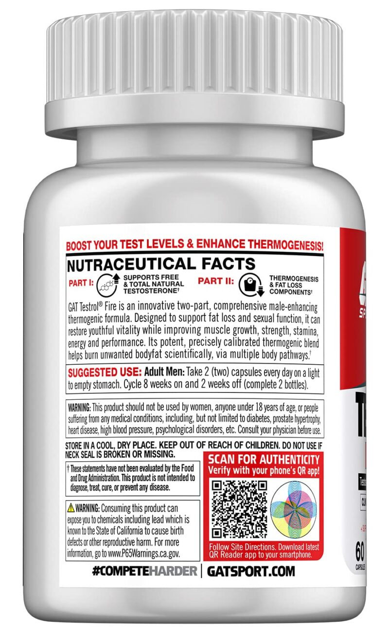 Gat Testrol Fire Thermo Fenugreek + Tribulus Testo Booster 60 Kapsül - Görsel 3