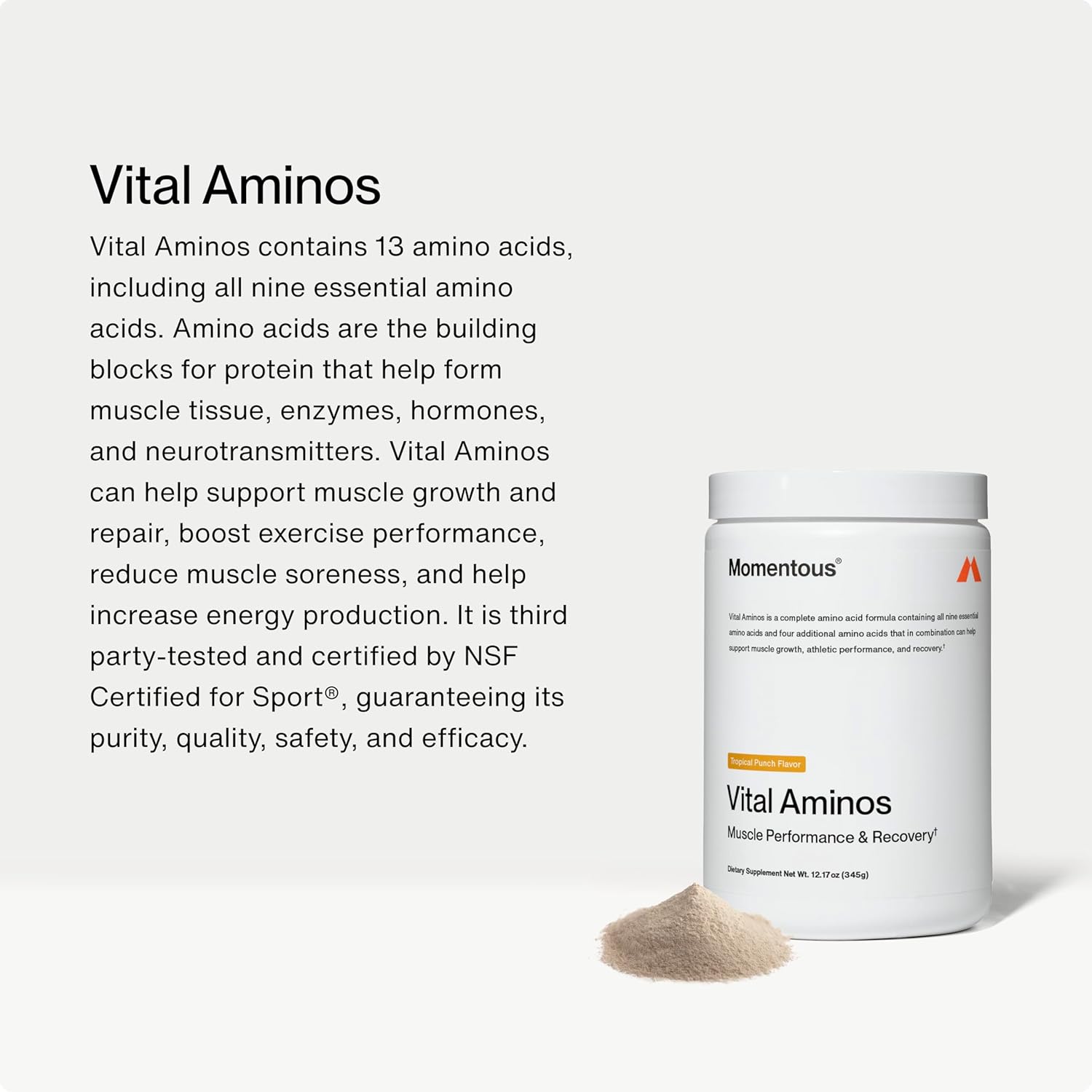 Momentous Vital Aminos Powder BCAA & EAA NSF Certified for Sport - GMO- & Gluten-Free - 30 Servings - Görsel 2