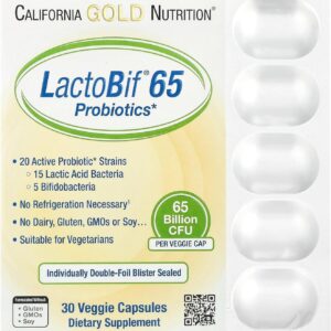 California Gold Nutrition LactoBif 65 Probiotics 30 Veggie Capsules