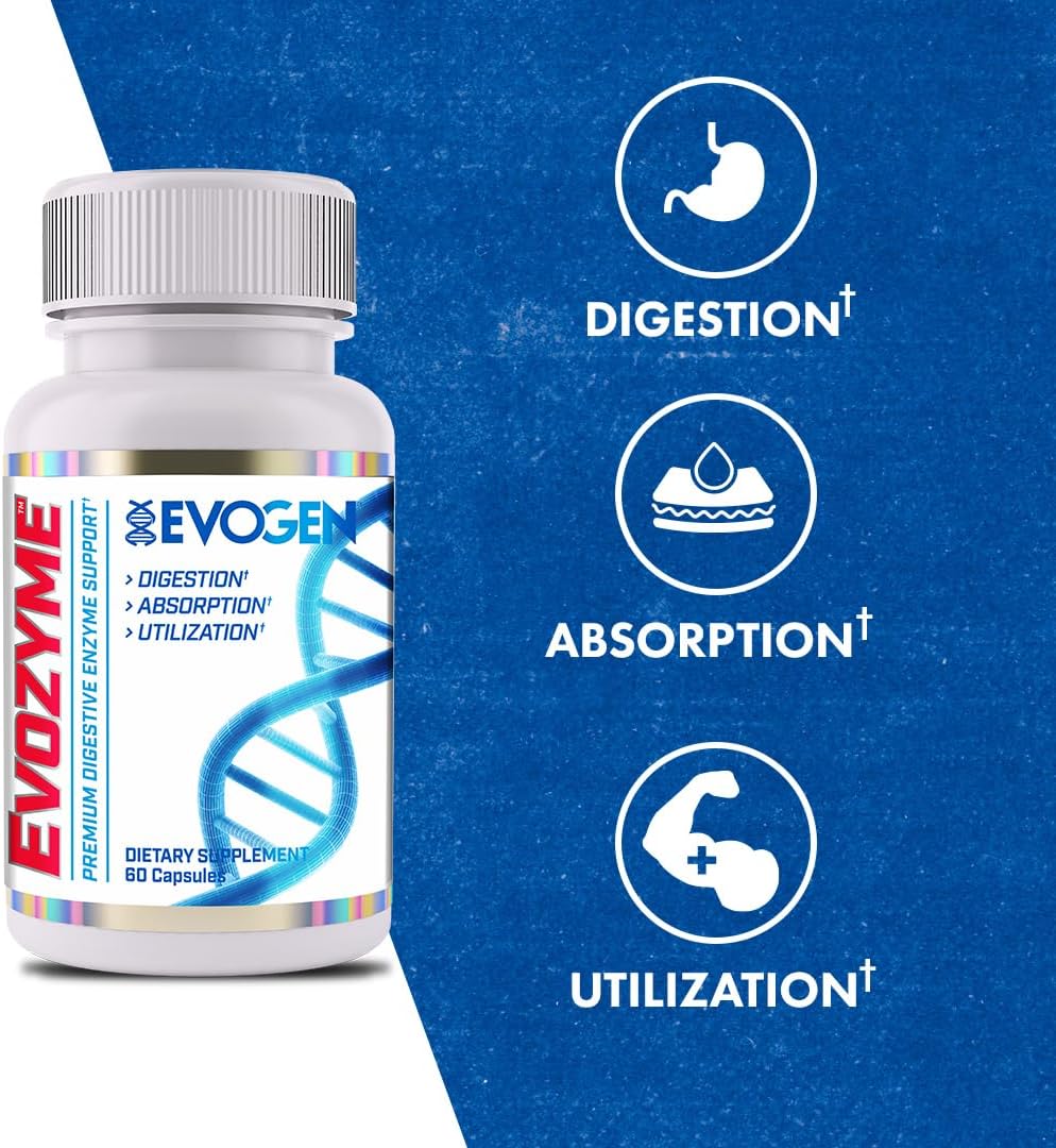 Evogen Evozyme Digestive Enzymes Enzymes Digestion Absorption Nutrient Utilization Support 60 Caps - Görsel 3