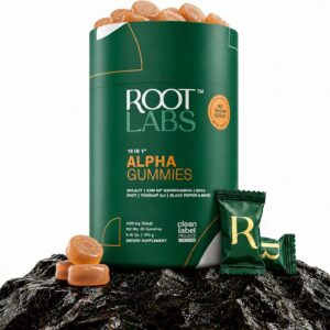 ROOT LABS 10-in-1 Alpha Shilajit Gummies 4000 mg Ksm66 with Tongkat Ali & Maca Root Men & Women 60 Gummies