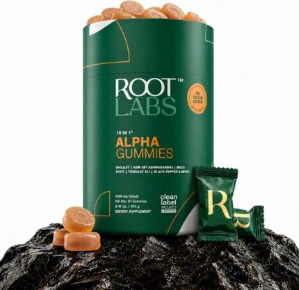 ROOT LABS 10-in-1 Alpha Shilajit Gummies 4000 mg Ksm66 with Tongkat Ali & Maca Root Men & Women 60 Gummies
