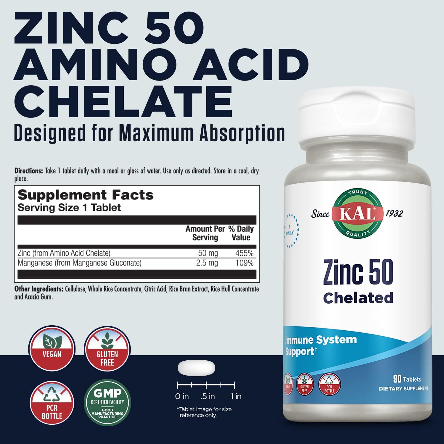 KAL Zinc Çinko 50mg 90 Tablet