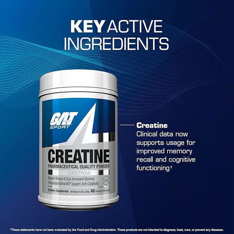 Gat CREATİNE MONOHYDRATE 300 Gram -USA ABD / 60 SERVİS - Görsel 3