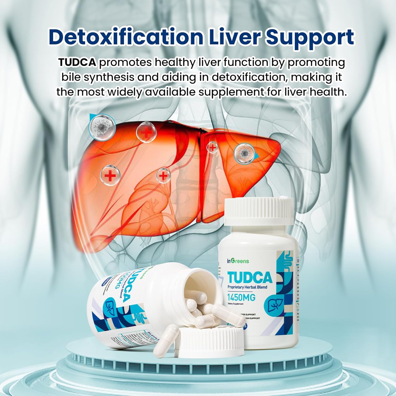 inGreens TUDCA+Milk Thistle 1450MG Health for Liver Kidney Cleanse Detox and Repair 60 Caps - Görsel 3