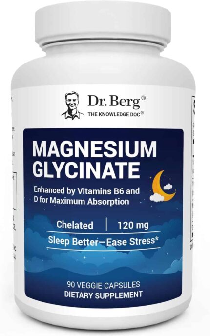 Dr. Berg Maximum Strength 4-in-1 Chelated Magnesium Glycinate D3, B6 & Zinc 90 Caps