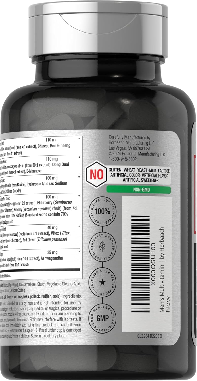 Horbaach Mens Multivitamin 50 Plus 60 Caplet Calcium Magnesium Molybdenum Vitamin A, B, C, D & E 50+ - Görsel 3