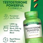 Nature's Truth, Testo Powerful Longjack Tongkat Ali+Tribulus+Fenugreek+Dım+İndole 60 Liquid Max Softgels