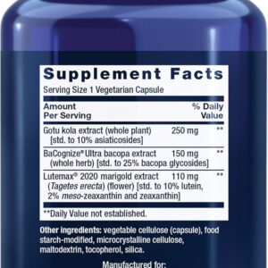 Life Extension Quick Brain Nootropic Lutein zeaxanthin gotu kola bacopa 30 Veg Caps