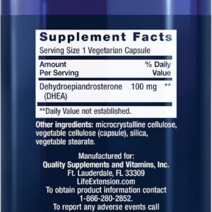 Life Extension DHEA For Hormone Balance Immune Support Cognitive Anti-Aging and Mood – 60 Veg Caps
