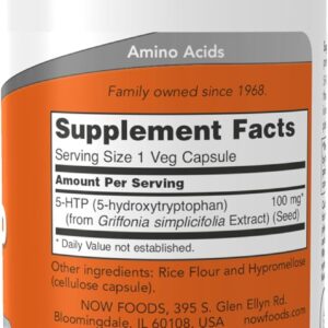 NOW Foods Supplements, 5-HTP 100mg, 60 Veg Caps