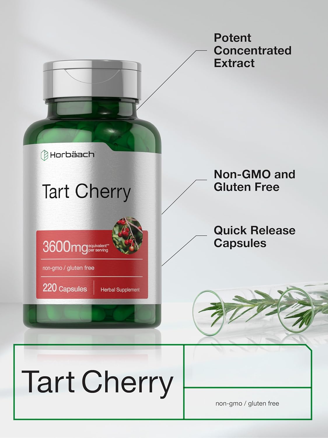 Horbäach Tart Cherry Extract 3600mg 220 Caps - Görsel 2
