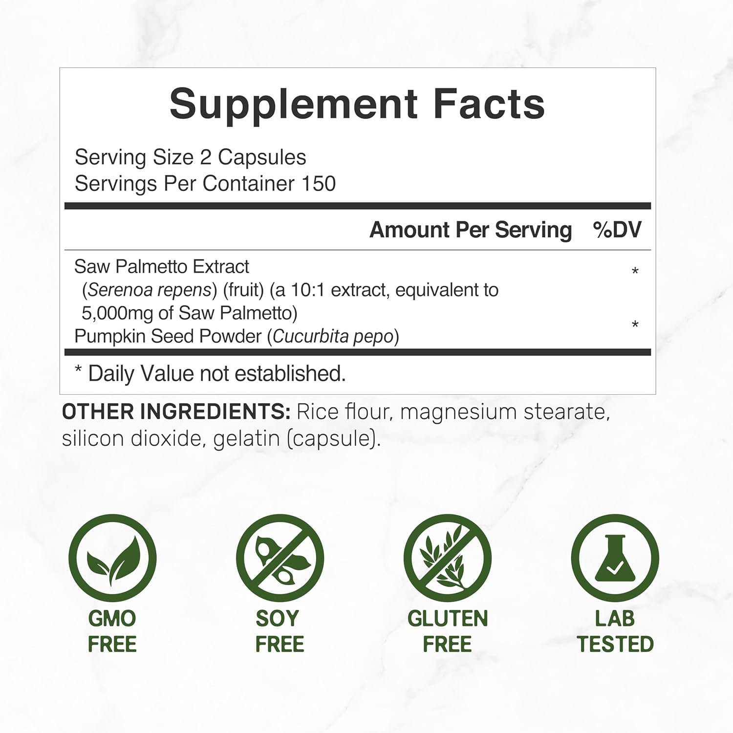 Deal Supplement Saw Palmetto 5000 mg with Pumpkin Seed 300 Caps Prostate Health DHT Blocker Hair - Görsel 3