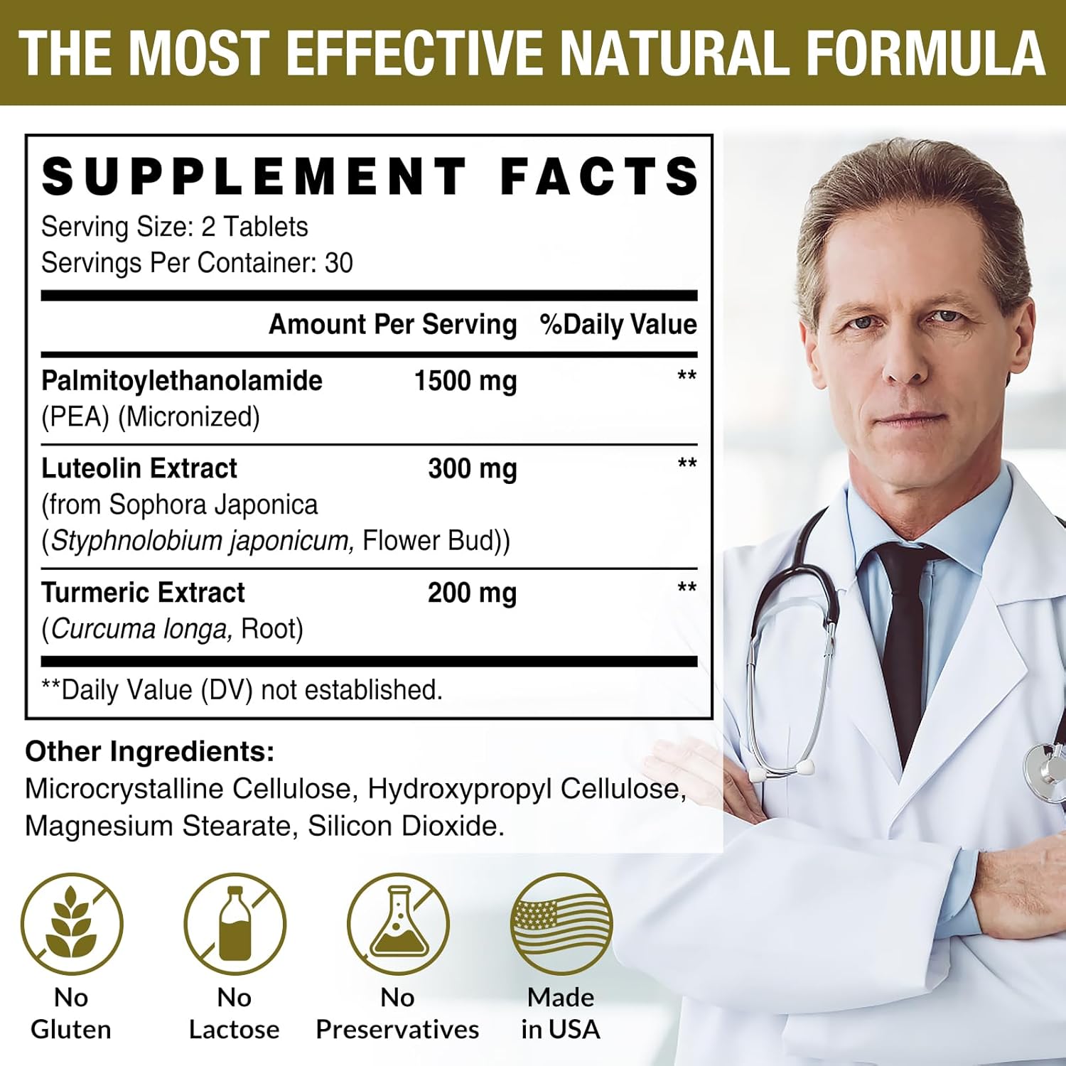 Rosmolo 1500 MG Palmitoylethanolamide with Luteolin 98% & Turmeric 60 Tablet - Görsel 4