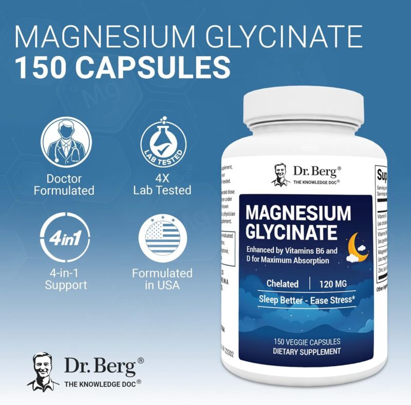 Dr. Berg Maximum Strength 4-in-1 Chelated Magnesium Glycinate D3, B6 & Zinc 150 Caps - Görsel 4