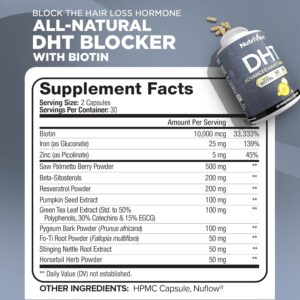 Nutrivein DHT Blocker with Biotin Hair Supplement Saw palmetto+Resveratrol 60 Caps - Görsel 2