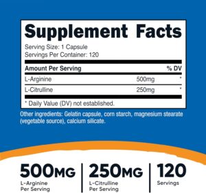 Nutricost L-Arginine(Arjinin) L-Citrulline(Sitrulin) Complex 750mg, 120 Caps - Görsel 3
