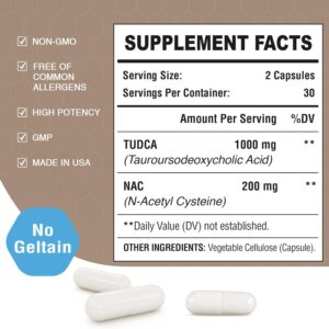 Zingicin TUDCA with NAC N-Acetyl-Cysteine Antioxidant Liver Digestion 1200mg  60 Caps - Görsel 3