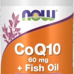 NOW Foods CoQ10 60 mg with Omega 3 Fish Oil Ubikinon 60 Softgels