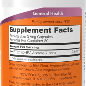 NOW Foods Supplements, 7-Keto DHEA Acetate-7-one 25 mg, Weight Management*, 90 Veg Capsules