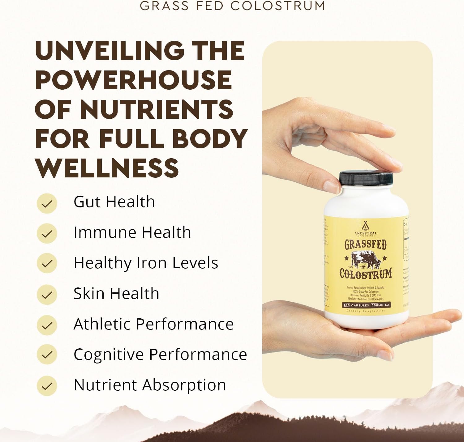 Ancestral Supplements Grass Fed Beef Colostrum Supplement, 3000 mg, 180 Caps - Görsel 3