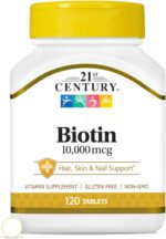 21st Century Biotin+Calcium Hair, Skin & Nail Support 10,000 mcg, Unflavored 120 Count