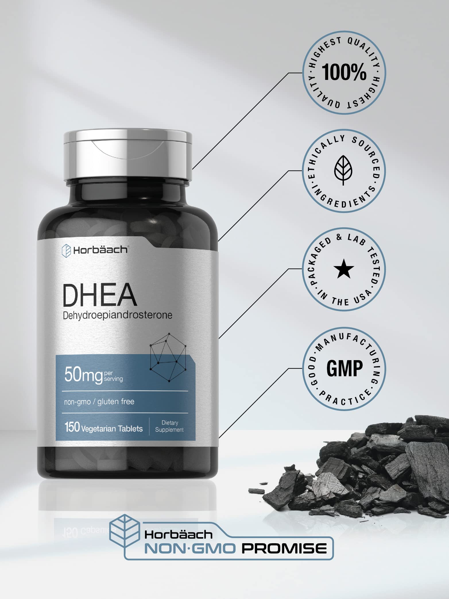 Horbaach DHEA 50mg per serving 150 Tablets - Görsel 2