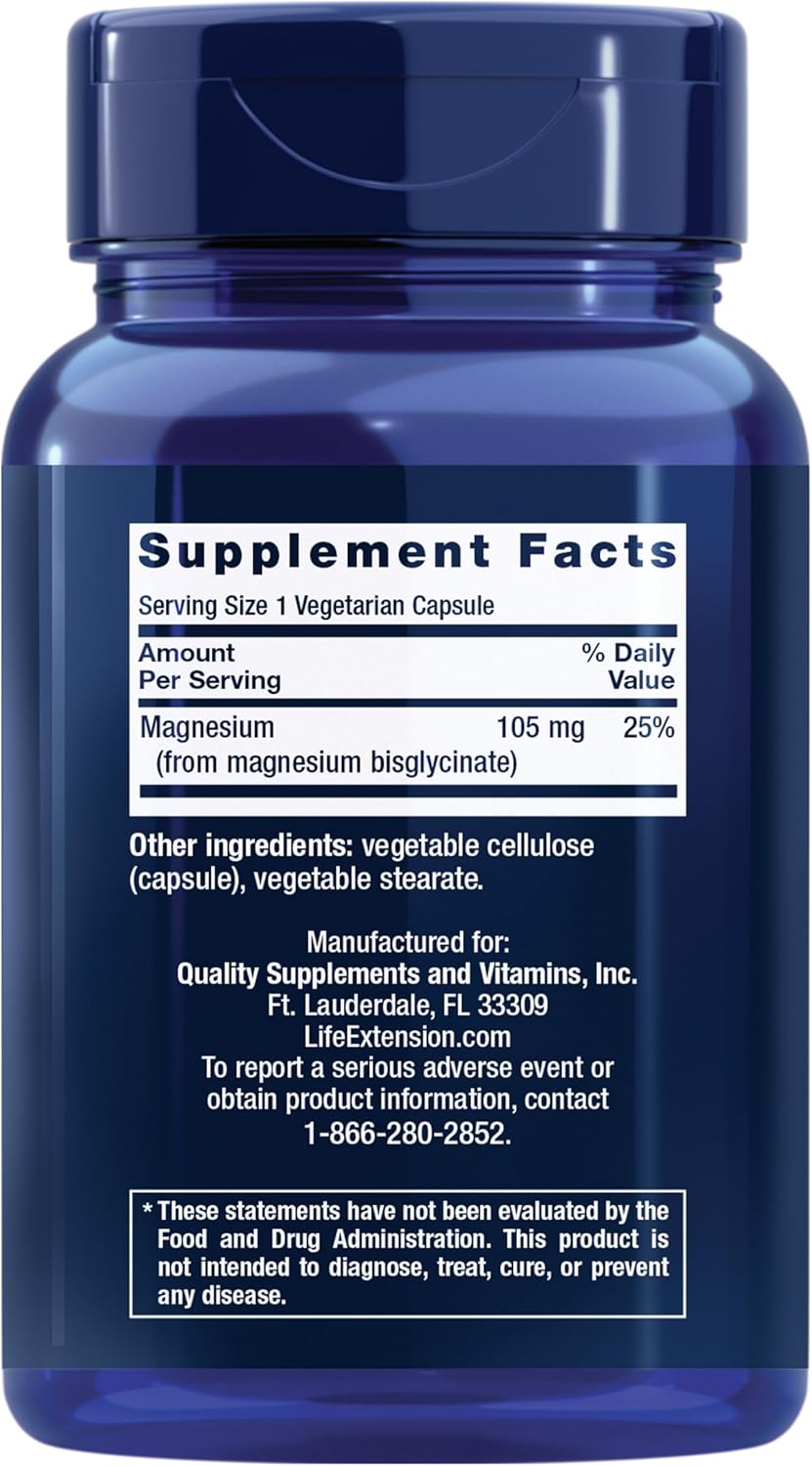 Life Extension Magnesium Glycinate Heart Health Bone Health Nerve and 90 Caps - Görsel 2