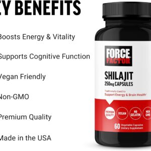 Force Factor Shilajit 250 mg Men and Women to Support Energy and Brain Health 60 Caps