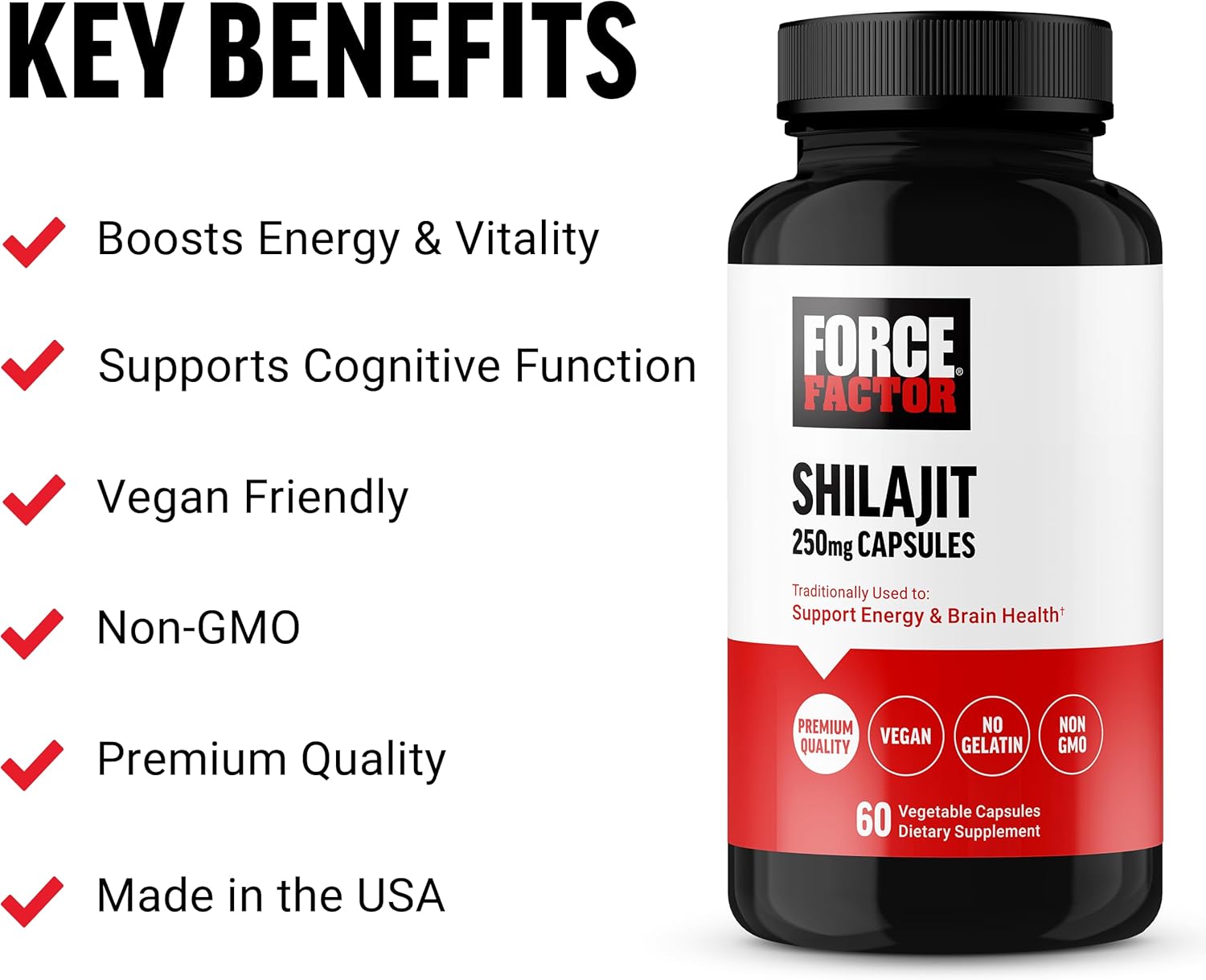Force Factor Shilajit 250 mg Men and Women to Support Energy and Brain Health 60 Caps - Görsel 2