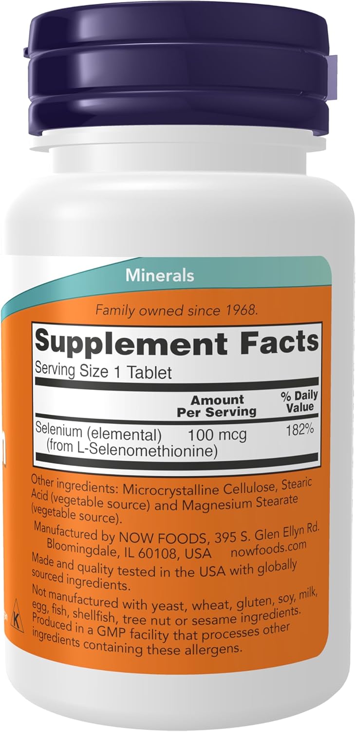 NOW Selenium(Selenyum) (L-Selenomethionine) 100 mcg, Essential Mineral*, 100 Tablets - Görsel 2