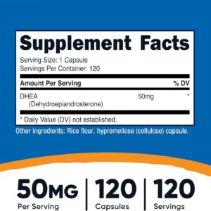 Nutricost DHEA 50mg, 120 Capsules – Gluten Free, Soy Free, Non-GMO