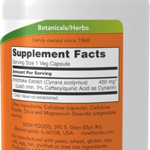 Now Foods Artichoke Liver Digestive Health Extract 450mg, Veg 90 caps