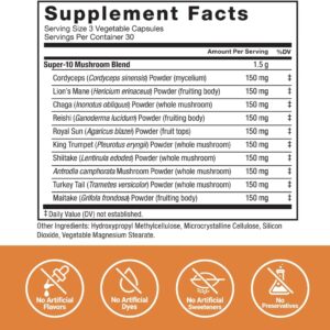 Force Factor Modern Mushrooms Lions Mane Turkey Tail Immunity Cognitive Digestion 90 Vege