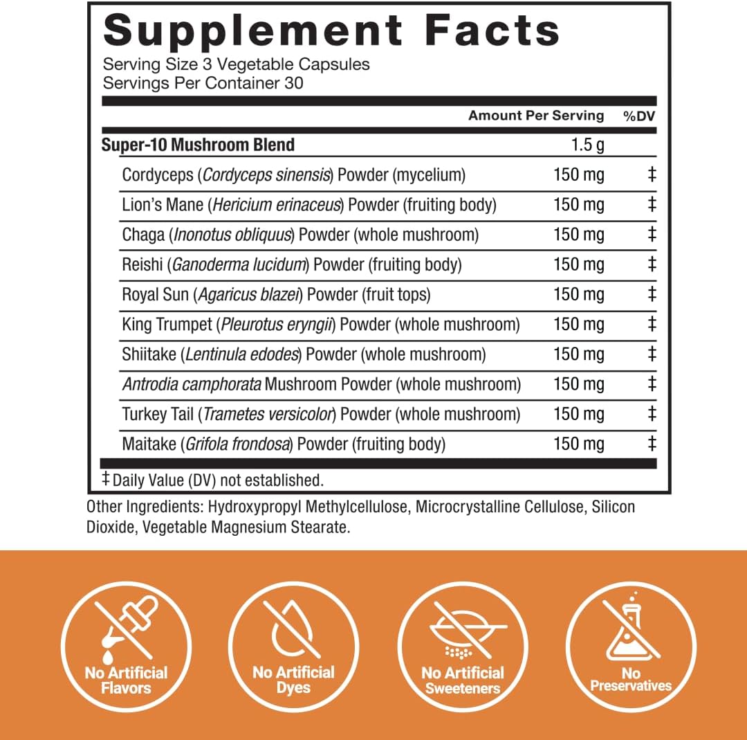Force Factor Modern Mushrooms Lions Mane Turkey Tail Immunity Cognitive Digestion 90 Vege - Görsel 2