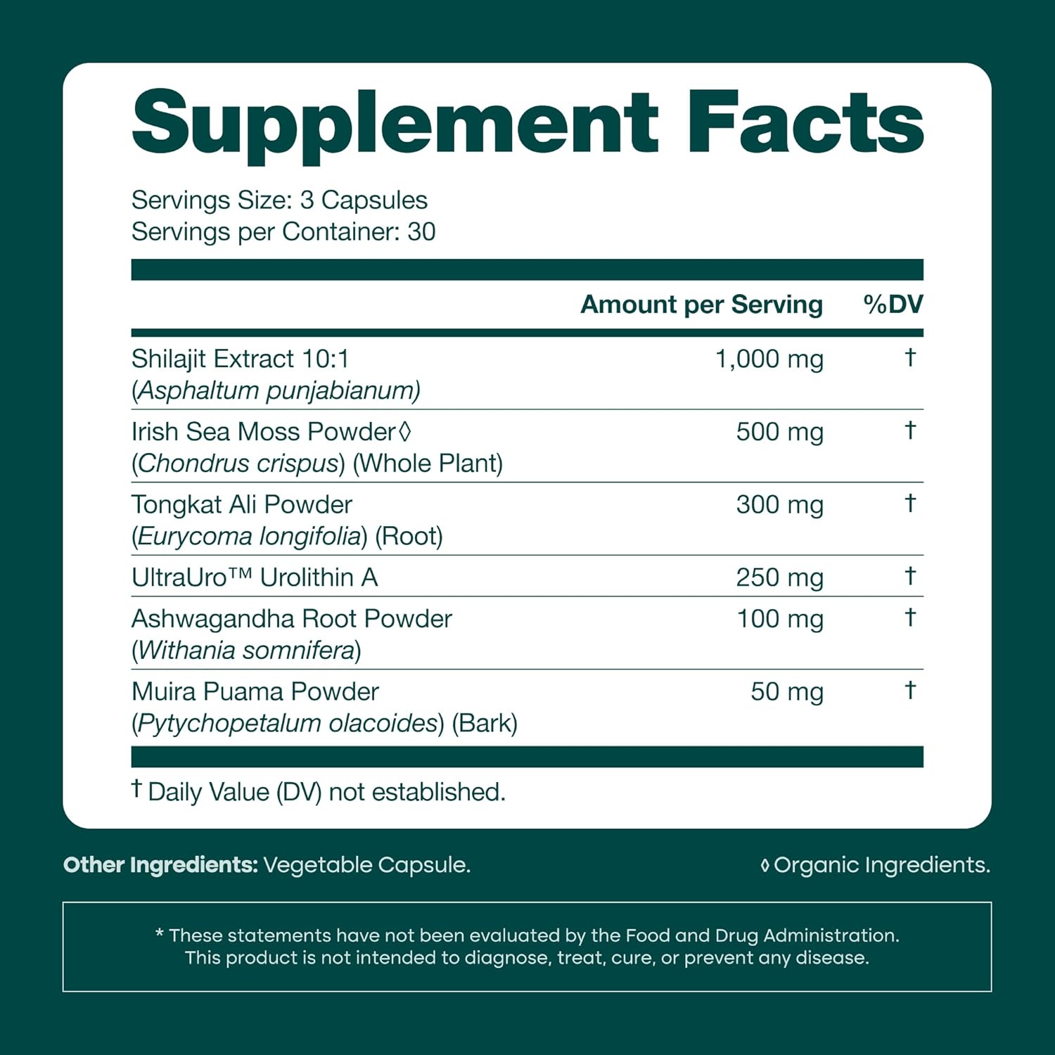 Etta Vita Urolithin-A Complex Shilajit Irish Sea Moss Tongkat Ali Ashwagandha 90 Caps - Görsel 4