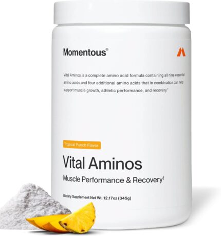 Momentous Vital Aminos Powder BCAA & EAA NSF Certified for Sport - GMO- & Gluten-Free - 30 Servings