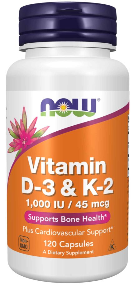 NOW Vitamin D3 + K2 120 Caps - MK-7 Synergy 120 Caps