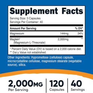 Nutricost Magnesium L-Threonate As Magtein 2000 Mg 120 Caps