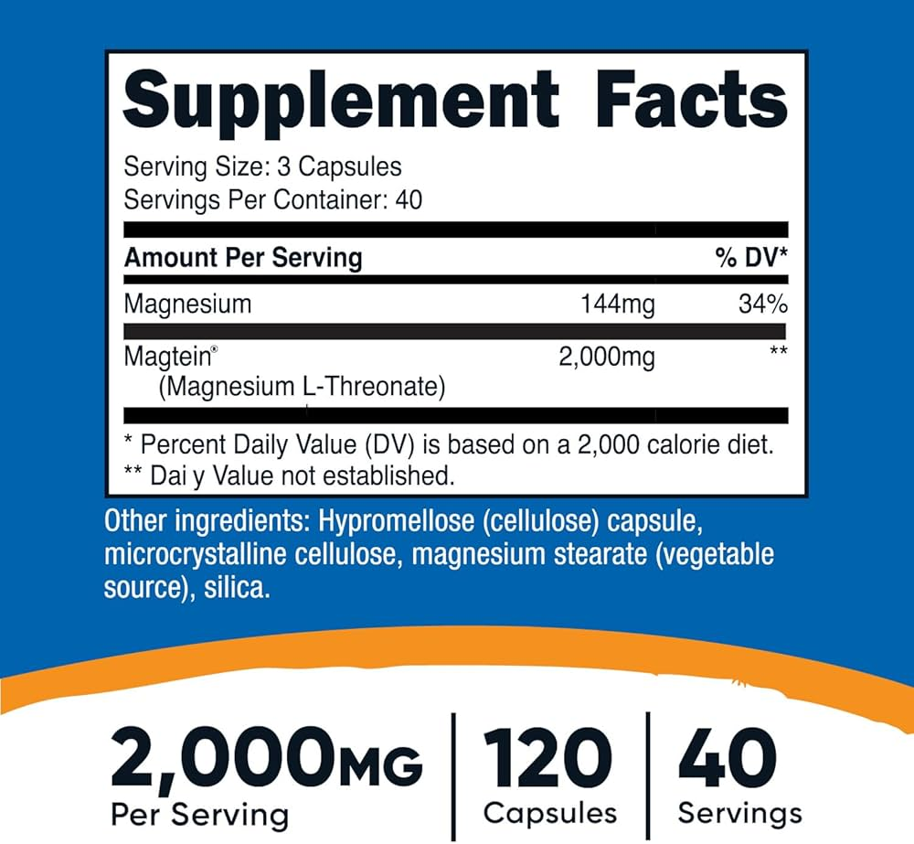 Nutricost Magnesium L-Threonate As Magtein 2000 Mg 120 Caps - Görsel 2