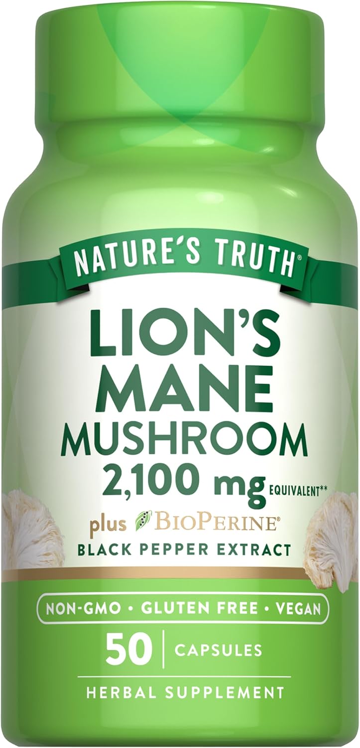 Nature's Truth, Lion's Mane(Aslan yelesi mantarı) Mushroom Plus BioPerine®, 2100 mg, 50 Capsules - Görsel 2