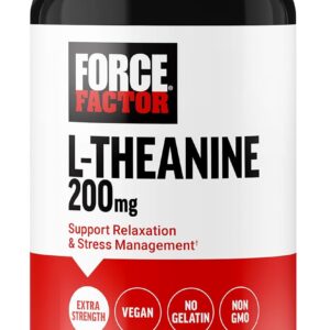 FORCE FACTOR Extra Strength L-Theanine Stress Relief, and Supporting Calm Relaxation 200mg 60 Veg